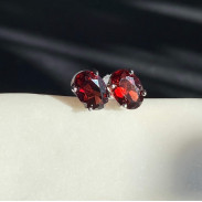 Natural garnet studs in silver