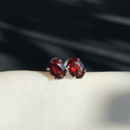 Natural garnet studs in silver