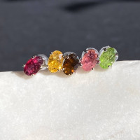 Studs with multi-colored tourmalines natural silver