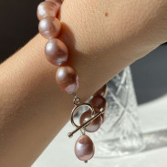 Bracelet with pink natural pearls