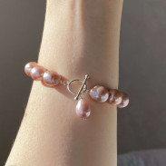 Bracelet with pink natural pearls