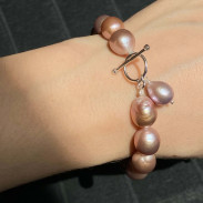 Bracelet with pink natural pearls