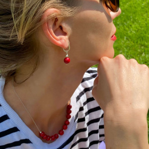 Серьги с Кораллом натуральным из серебра