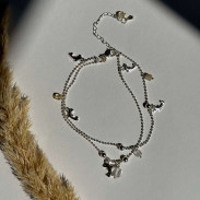 Ankle bracelet with natural citrine and rock crystal.