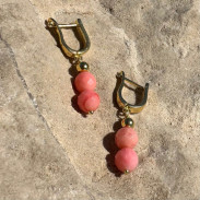 Earrings with coral natural silver