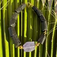 Earrings Black tourmaline natural unprocessed