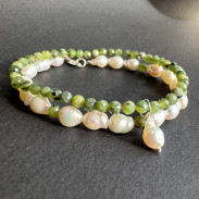 Set of 2 Bracelets, Jade and Pearl