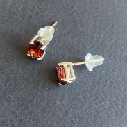 Natural garnet studs in silver
