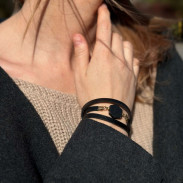Браслет шкіряний з натуральним чорним Турмаліном Шерл