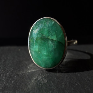 Silver Emerald Ring