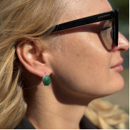 Earrings with natural emerald in silver