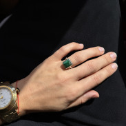 Ring with natural emerald in silver