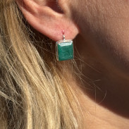 Earrings with natural emerald in silver