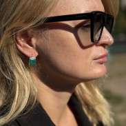 Earrings with natural emerald in silver