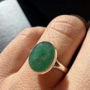 Ring with natural emerald in silver