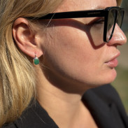 Earrings with natural emerald in silver