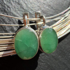 Earrings with natural emerald in silver