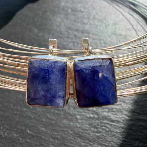 Silver Sapphire Earrings