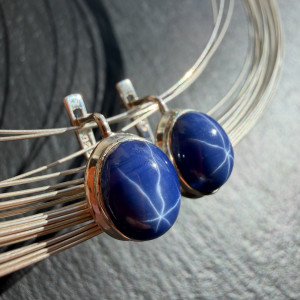 Silver Sapphire Earrings