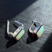Earrings with Ethiopian Opal natural silver