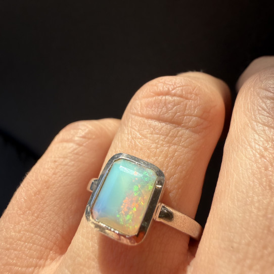 Earrings with Ethiopian Opal natural silver
