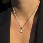 Pendant Opal natural in silver on a chain