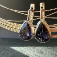 Earrings Natural Cordierite (Iolite) made of silver