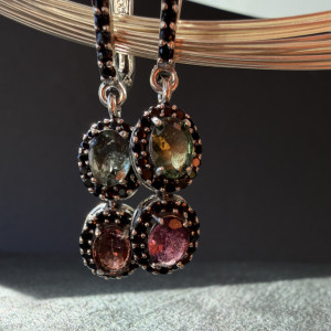 Earrings Tourmaline natural