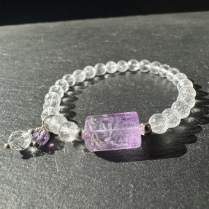 Natural Rhinestone Bracelet with Amethyst
