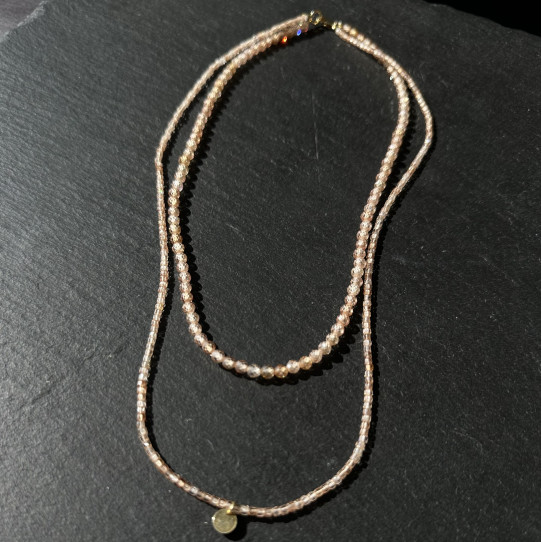 Set of two natural zircon chokers