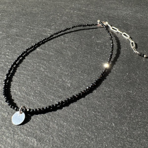 Anklet with natural black spinel