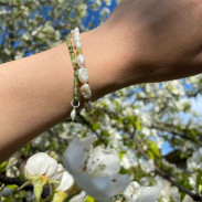 Set of 2 Bracelets, Jade and Pearl