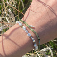 Set of 2 Bracelets, Jade and Pearl