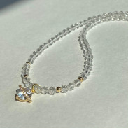 Pendant Planet on a choker made of Natural Rock Crystal