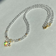 Pendant Planet on a choker made of Natural Rock Crystal