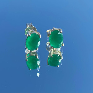 Silver emerald studs