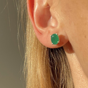 Silver emerald studs