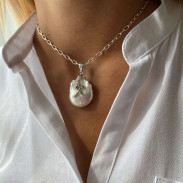 Pendant with Natural Baroque Pearls in silver