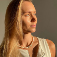 Choker Natural Pearls with Larimar