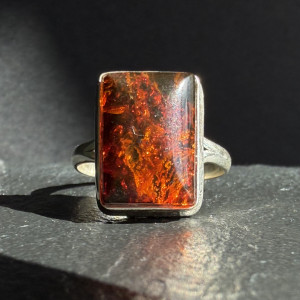 Ring Amber natural in silver