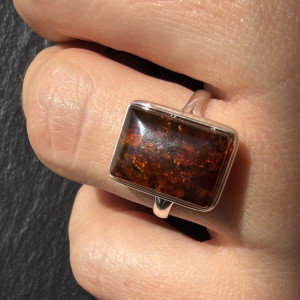 Ring Amber natural in silver