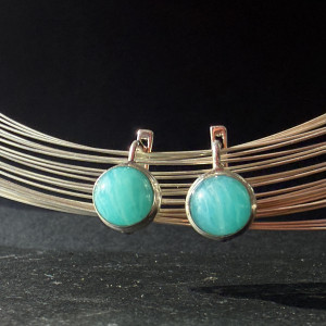 Earrings with natural Amazonite made of silver