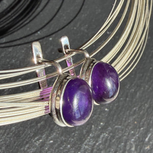 Earrings Natural Amethyst made of silver