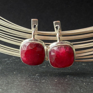Silver Ruby Earrings