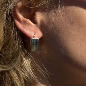 Earrings with natural Labrador in silver