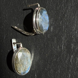 Сережки Лабрадор натуральний в сріблі