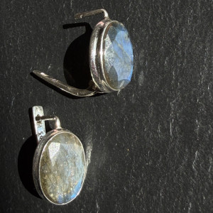 Earrings with natural Labrador in silver