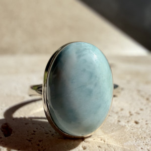 Ring with natural Larimar in silver