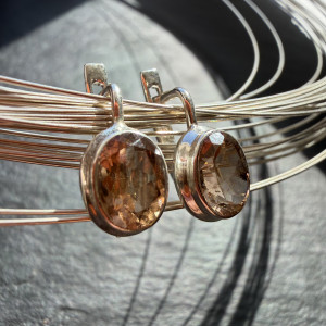 Earrings Topaz Imperial natural made of silver