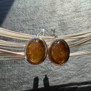 Earrings Tourmaline Dravite natural